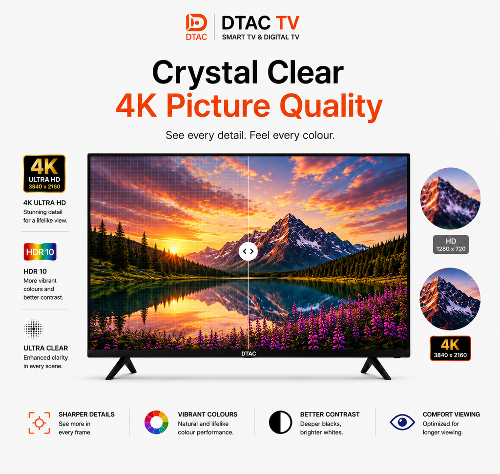 DTAC TV 65” Smart TV 4K | Dolby Audio | Android Smart TV