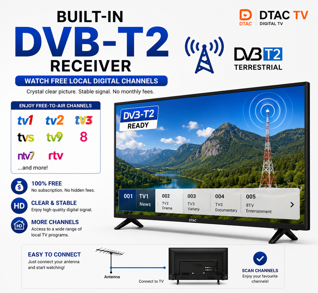 DTAC TV 22” Digital TV | DVB-T2 & HDMI Support