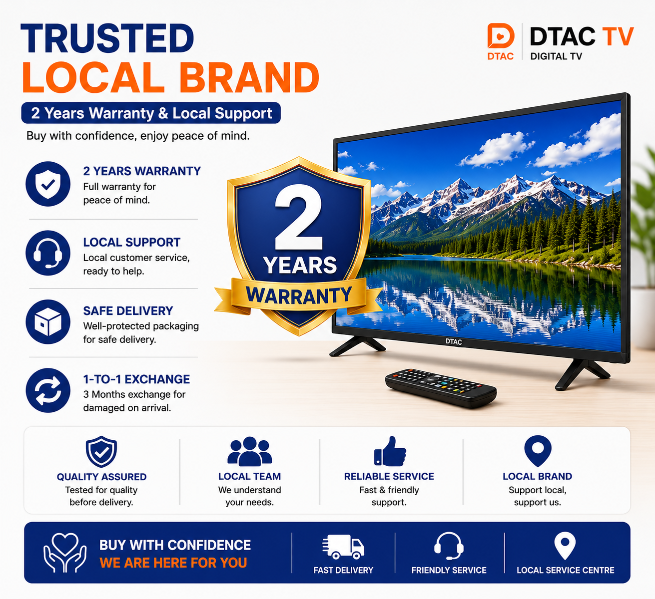 DTAC TV 22” Digital TV | DVB-T2 & HDMI Support