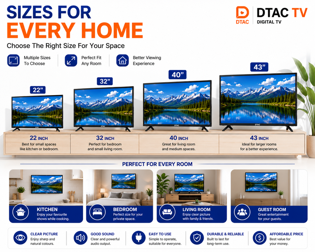 DTAC TV 22” Digital TV | DVB-T2 & HDMI Support