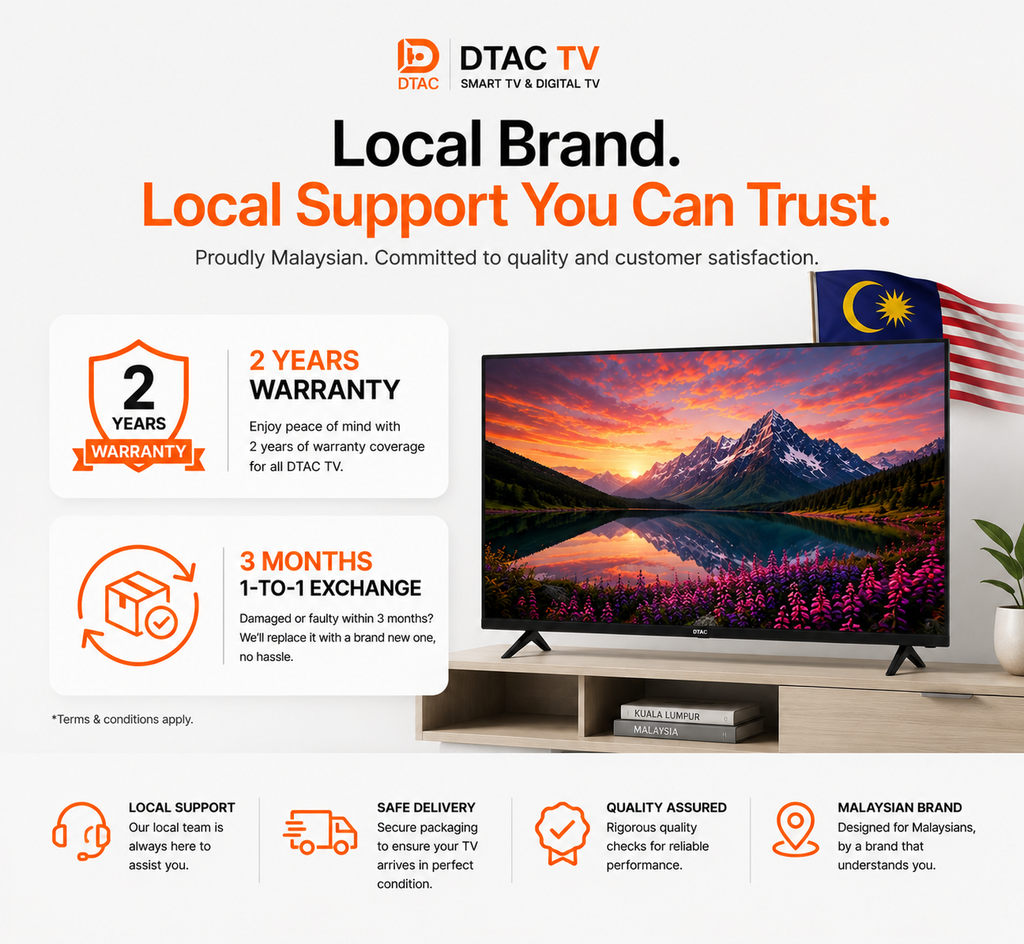 DTAC TV 32” Smart TV 2K | Dolby Audio | Android Smart TV
