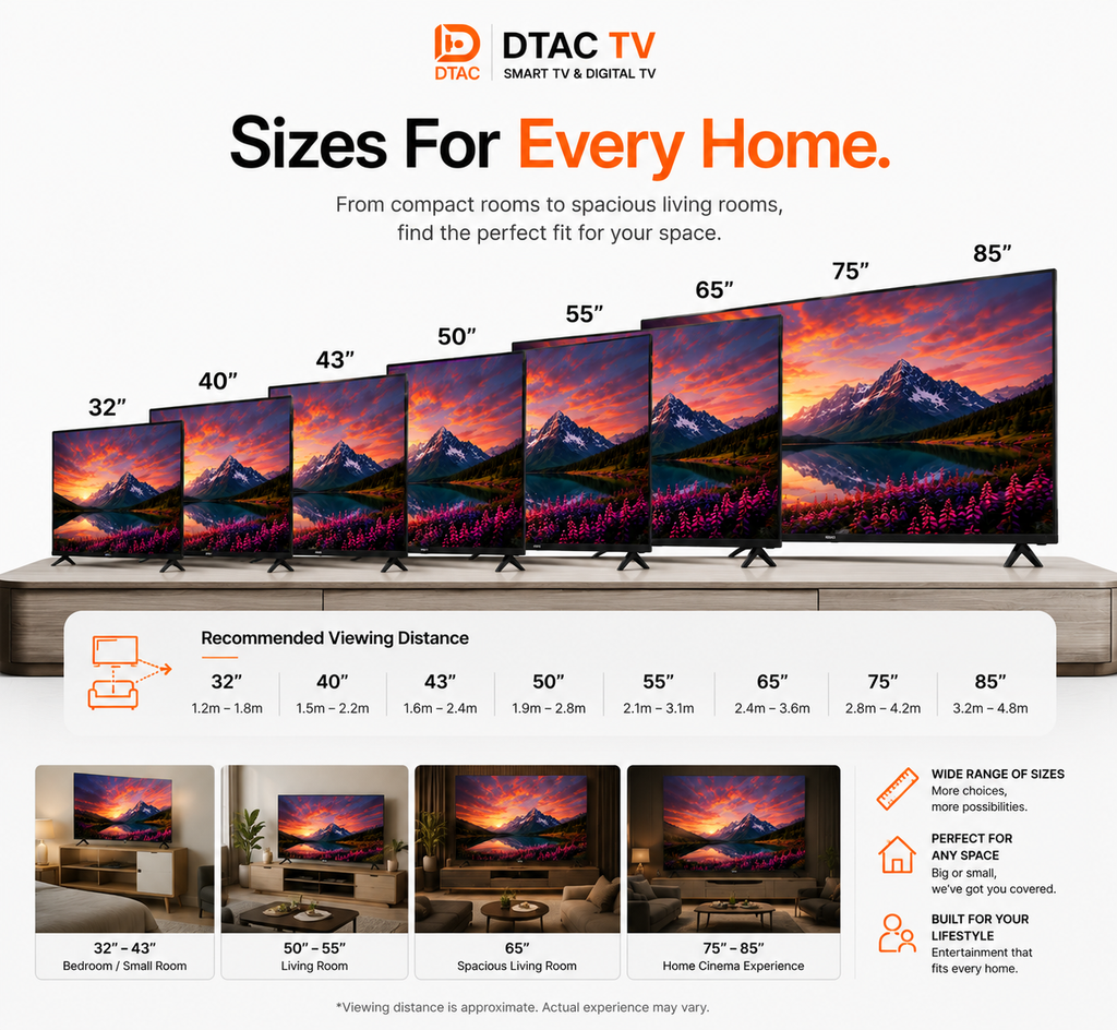 DTAC TV 32” Smart TV 2K | Dolby Audio | Android Smart TV